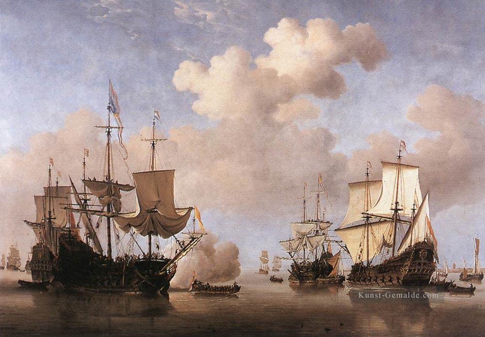Ruhe Ships Niederlande kommt zur Marine Willem van de Velde dJ Anker Ölgemälde
